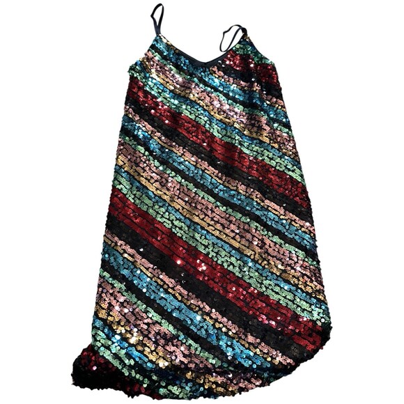 Sequin Mini Dress Medium ALine Bodycon Cocktail Club Party Holiday Lined Sparkle - Picture 16 of 16